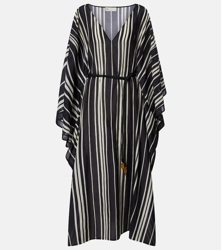 tory burch striped cotton and silk kaftan