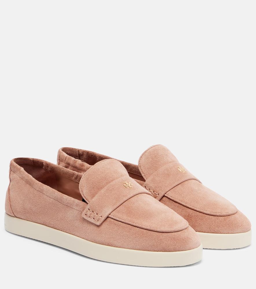 tory burch suede penny loafers
