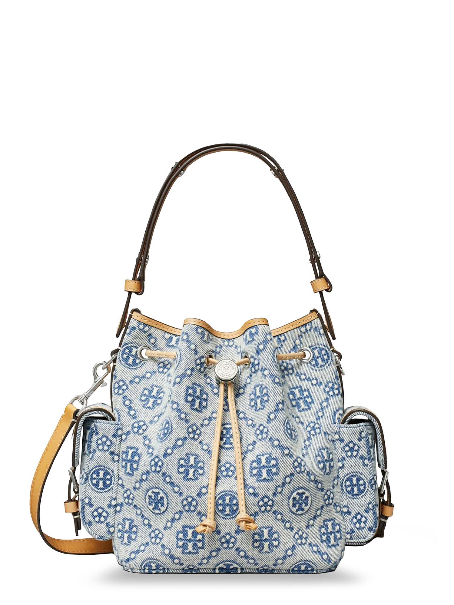 tory burch t-monogram coated canvas bucket bag
