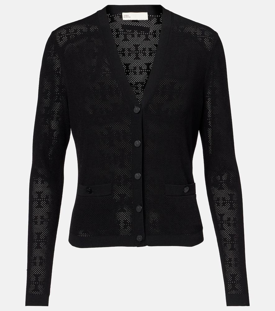 tory burch t monogram jacquard cardigan
