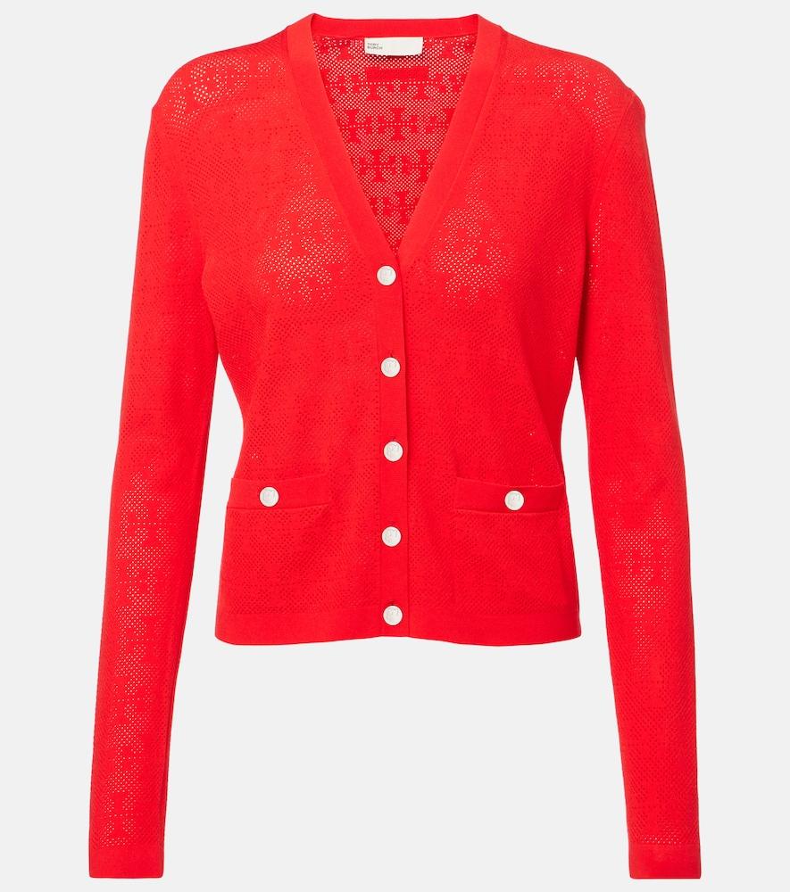 tory burch t monogram jacquard cardigan