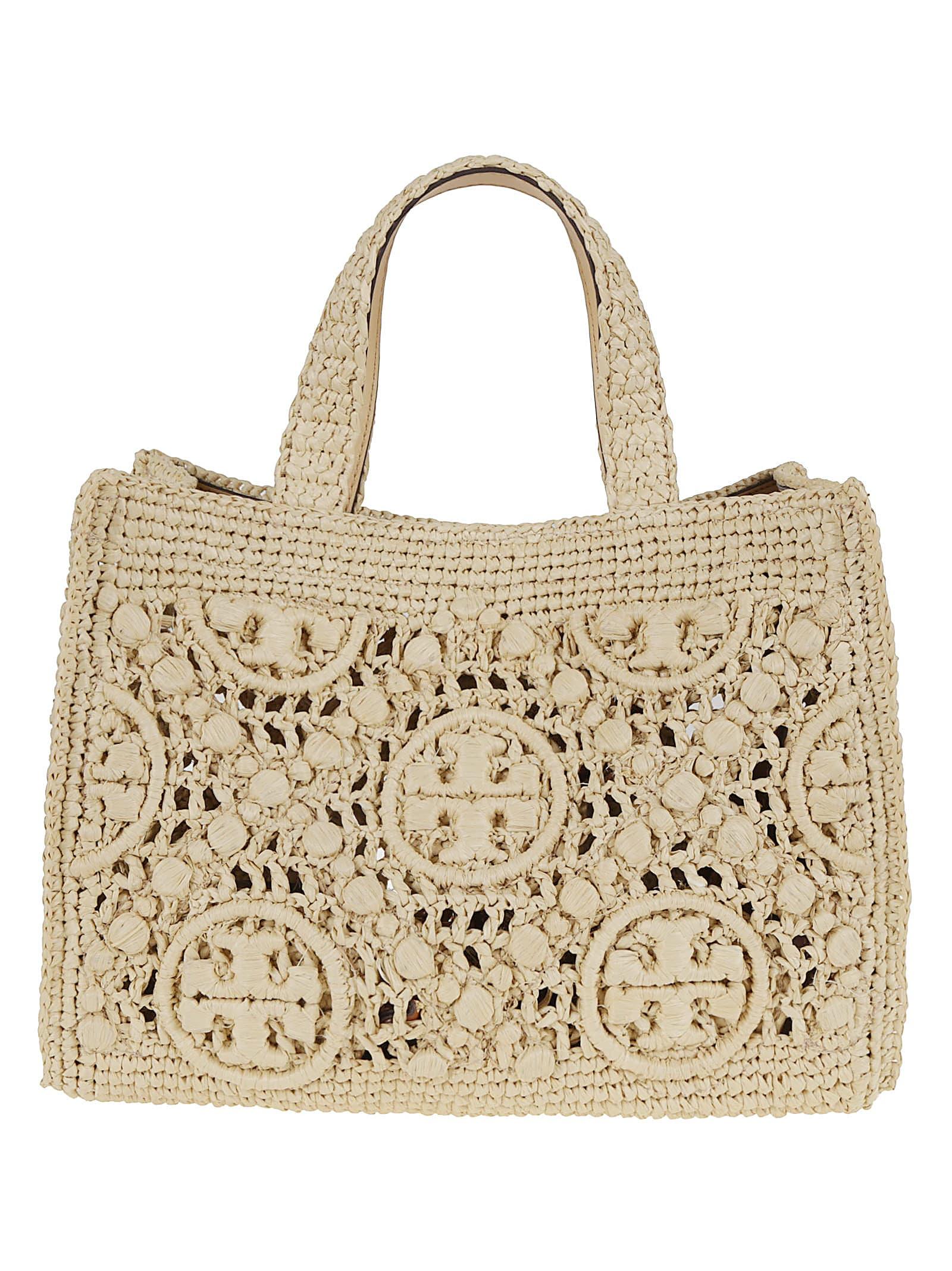 tory burch t monogram raffia square tote