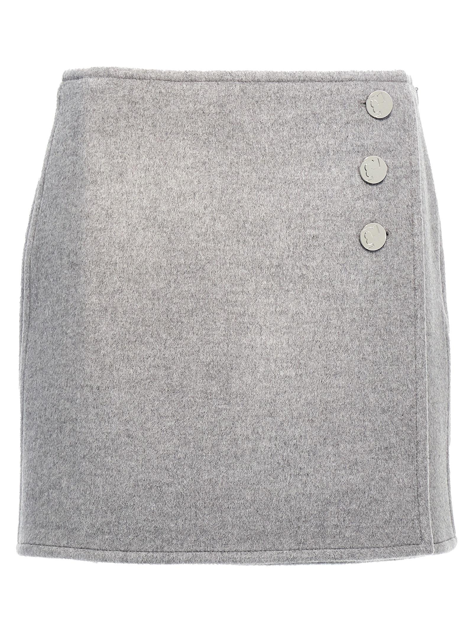 tory burch t monogram skirt gray wool - women