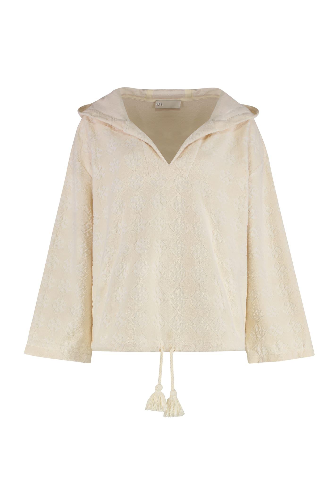 tory burch terry hooded sweatshirt