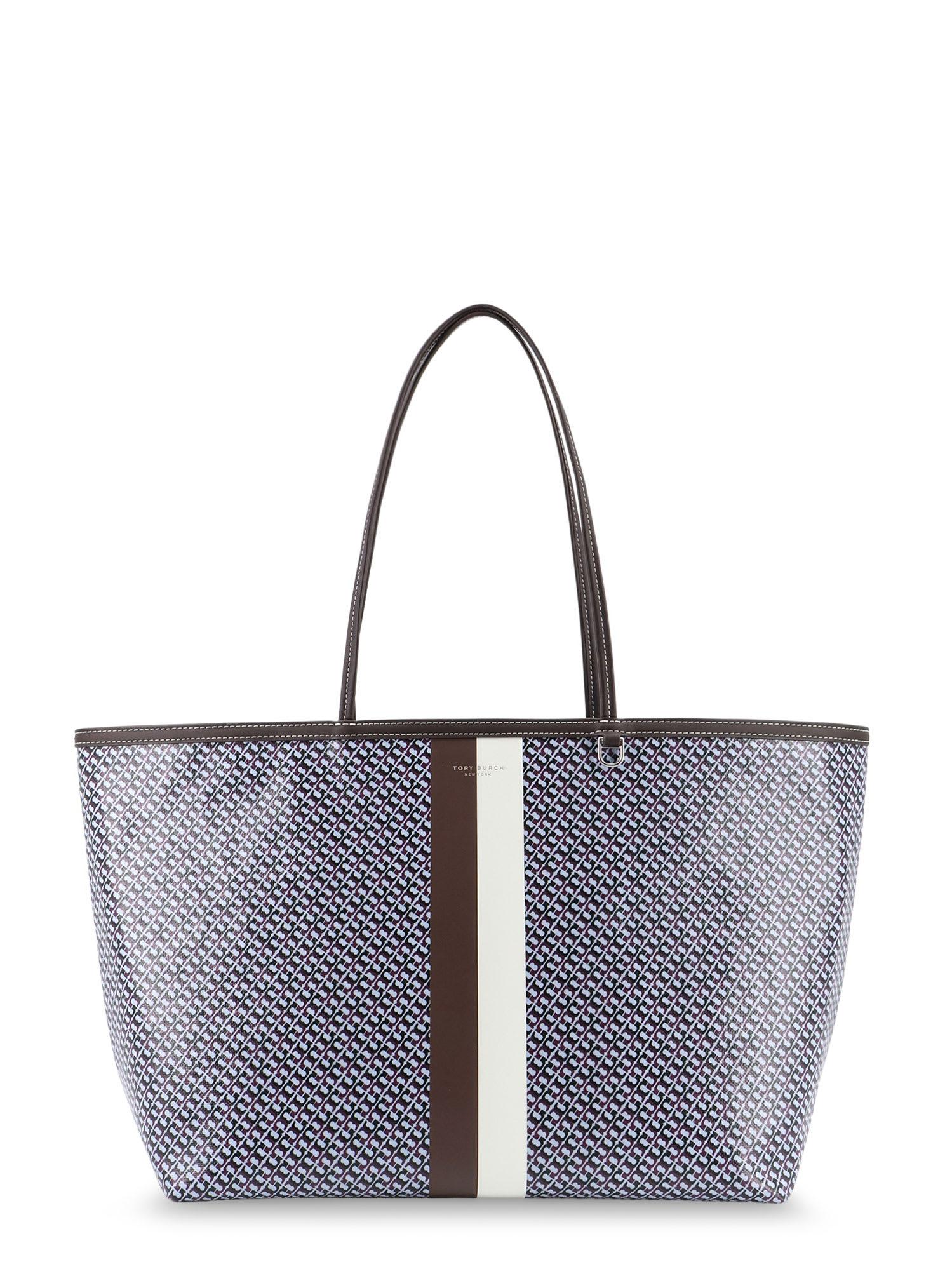 tory burch the racer tote shoulder bag in coated canvas with all-over logo