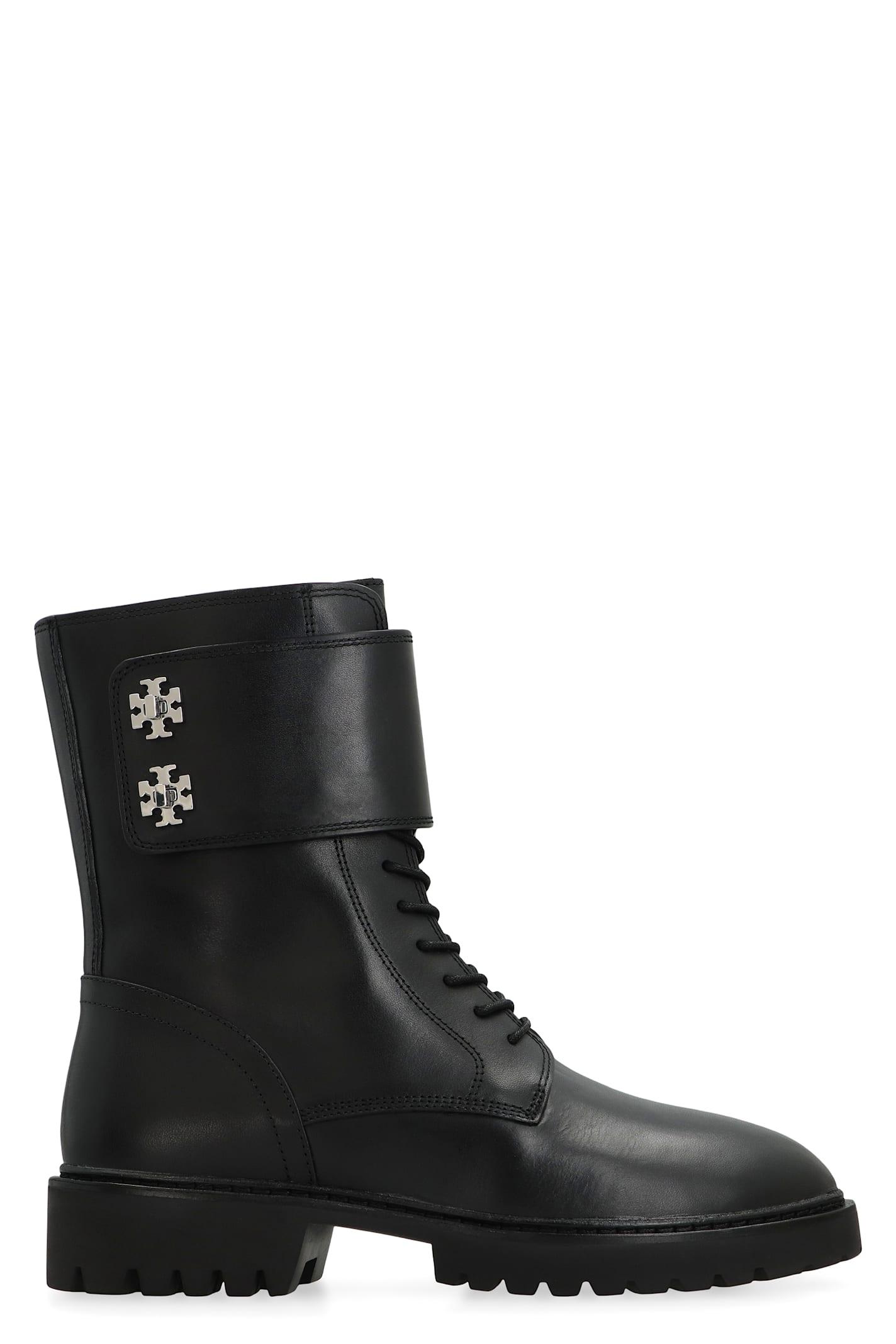 tory burch turnlock ankle boots in leather