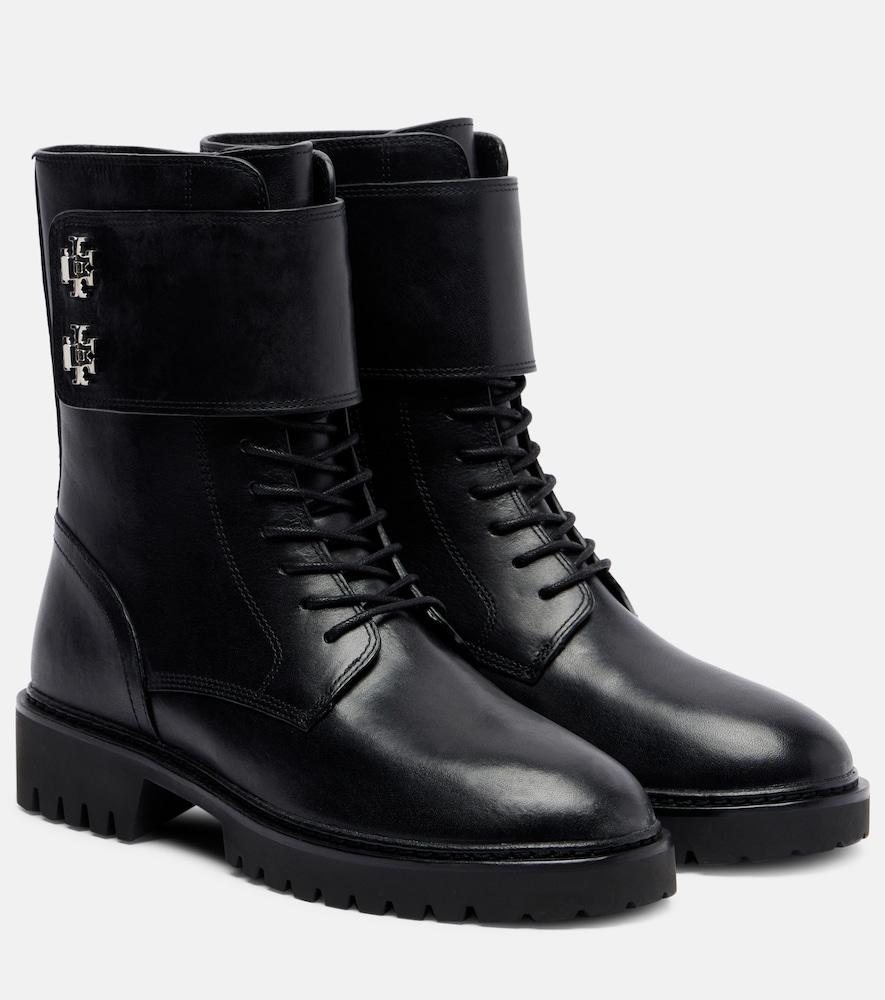 tory burch turnlock leather combat boots