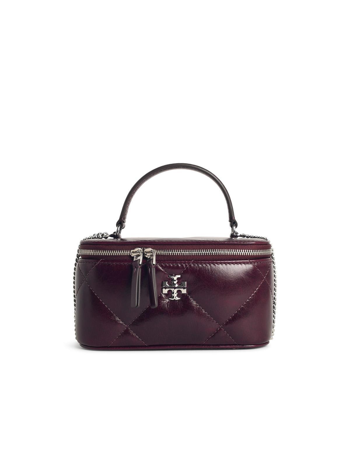 tory burch vanity burgundy leather bag