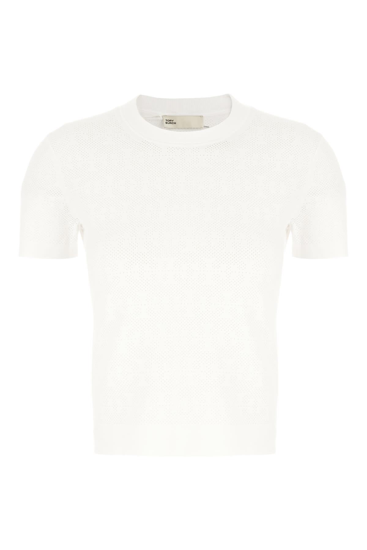tory burch white viscose blend top