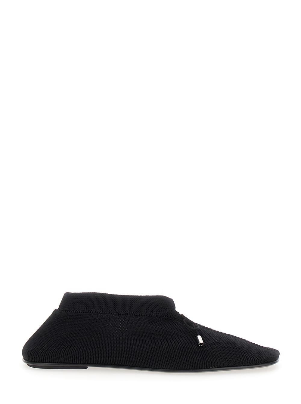 totême black ballet flats with bow detail in knit woman