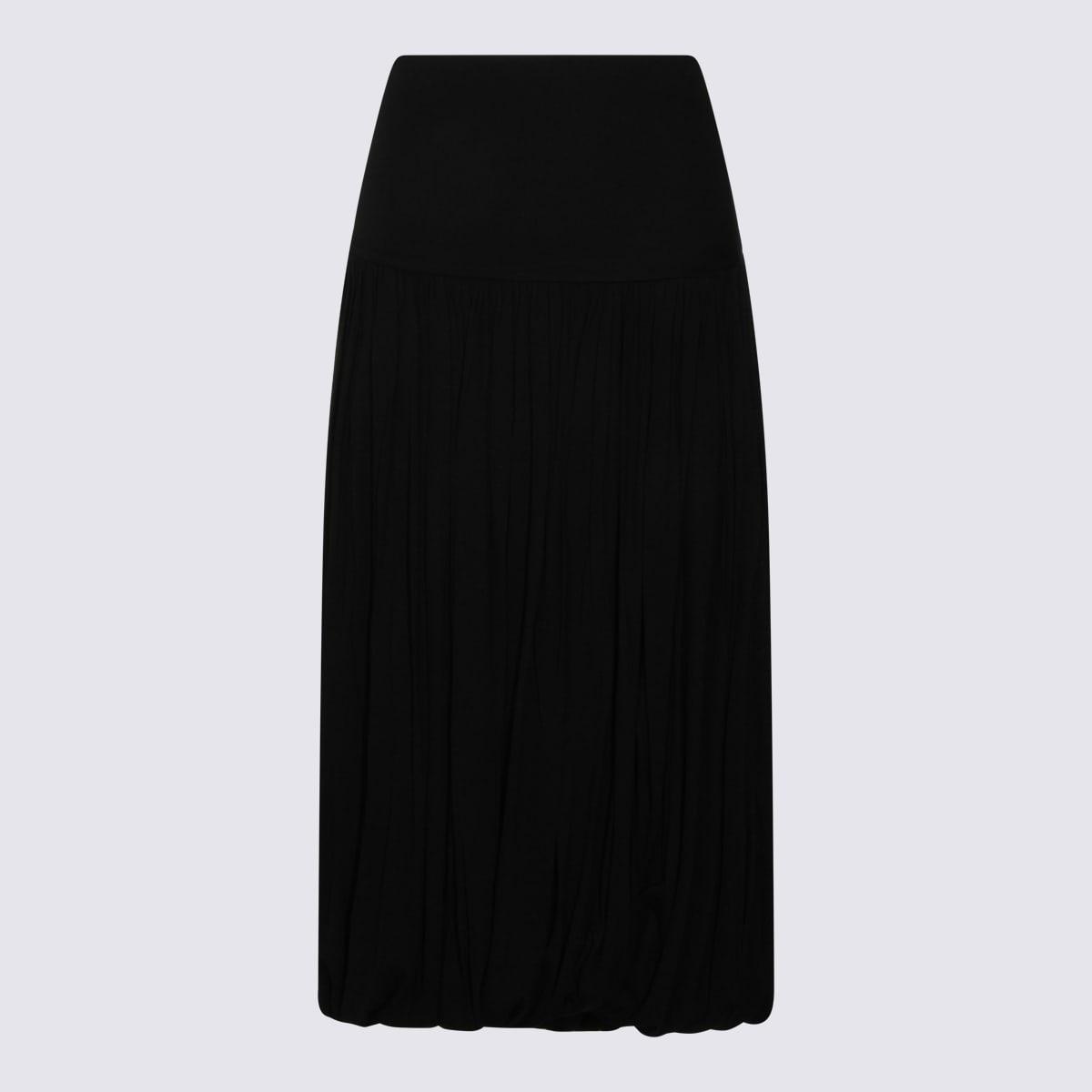 totême black cotton midi skirt