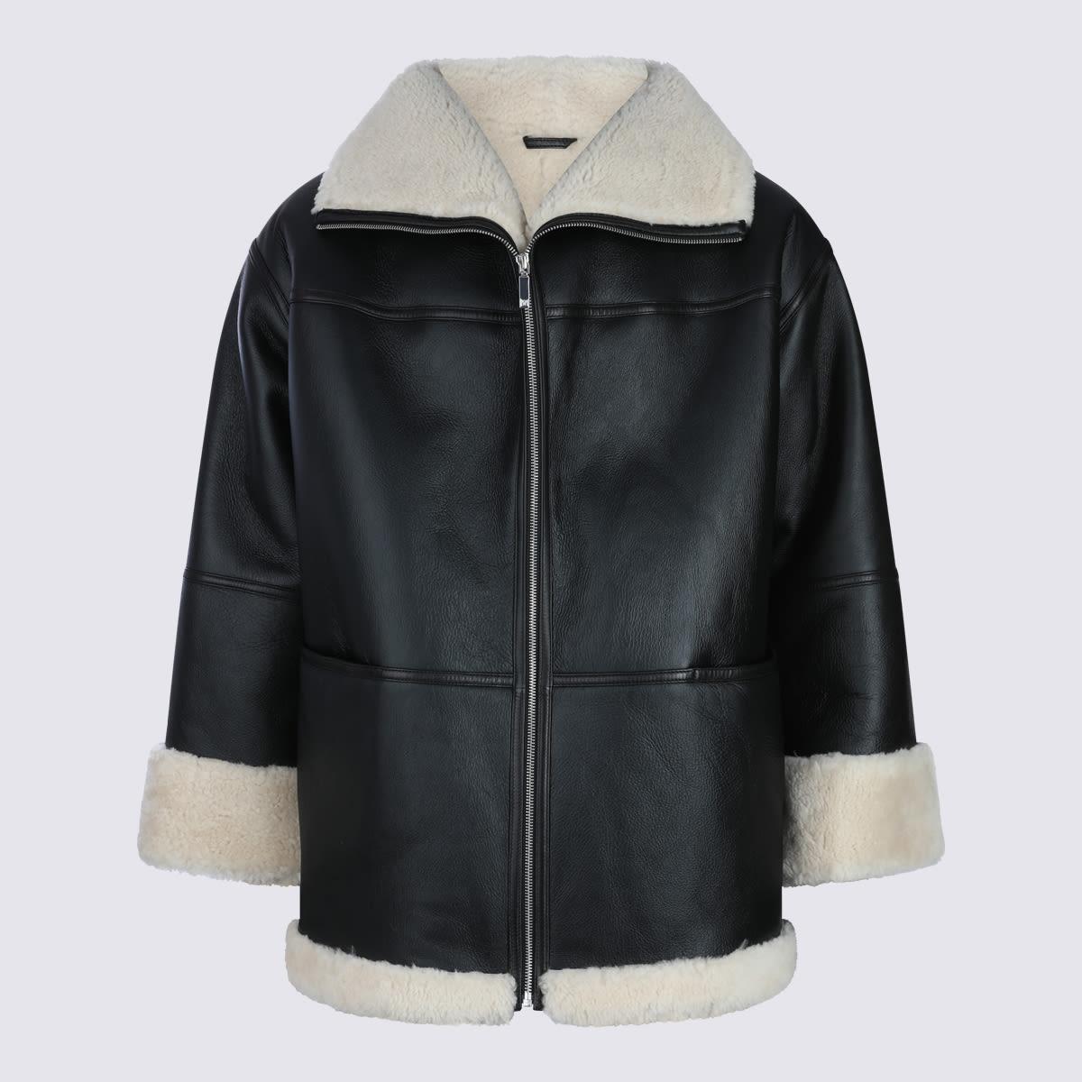 totême black leather jacket