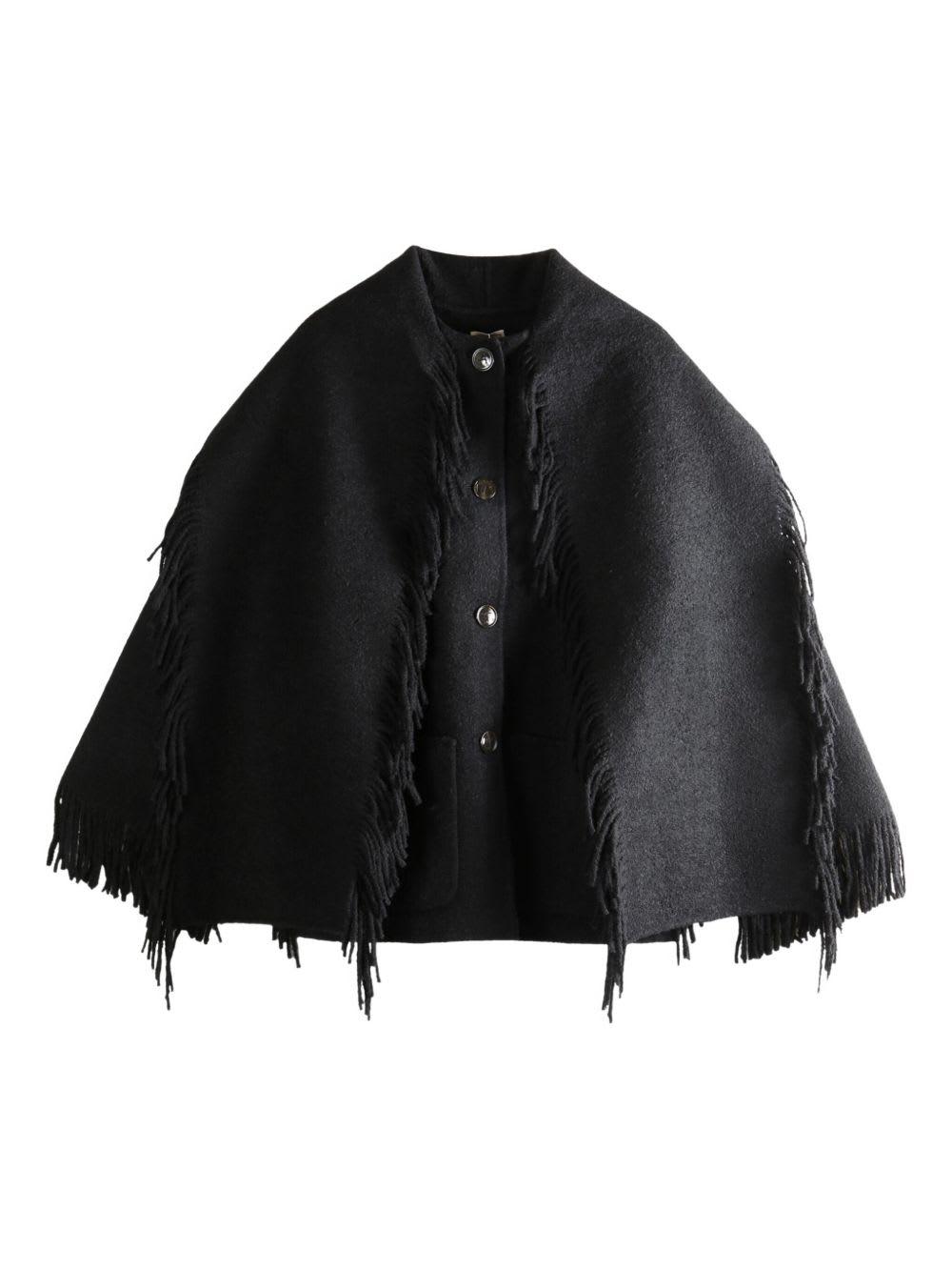 totême fringed scarf wool coat