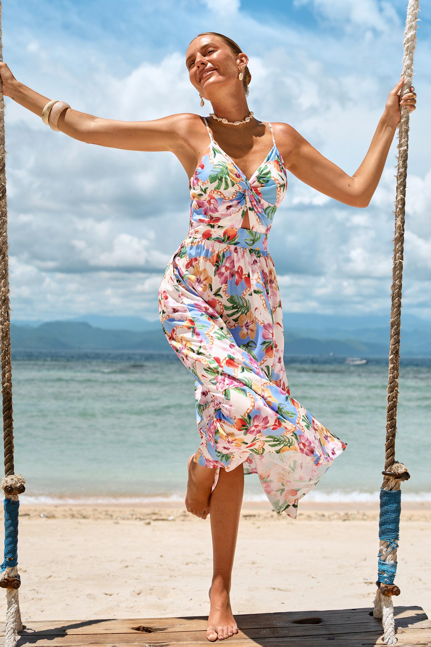 total betty tropical maxi dress - l