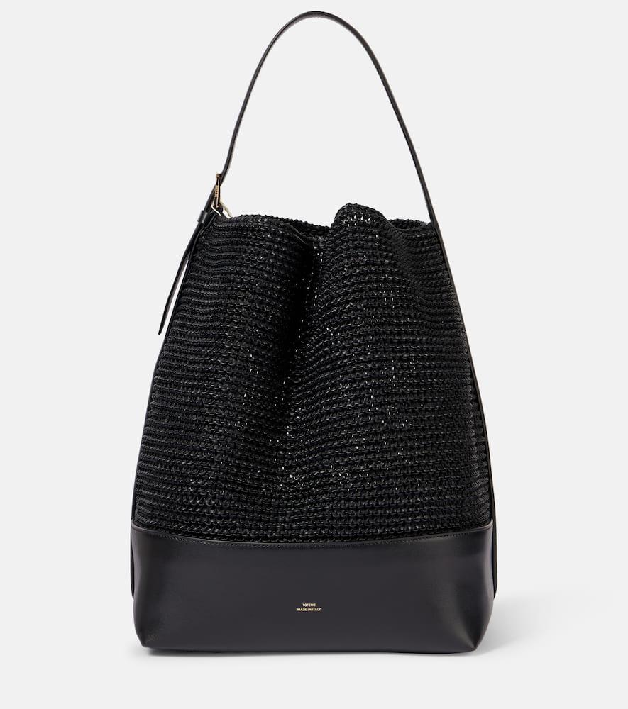toteme belted woven leather tote bag