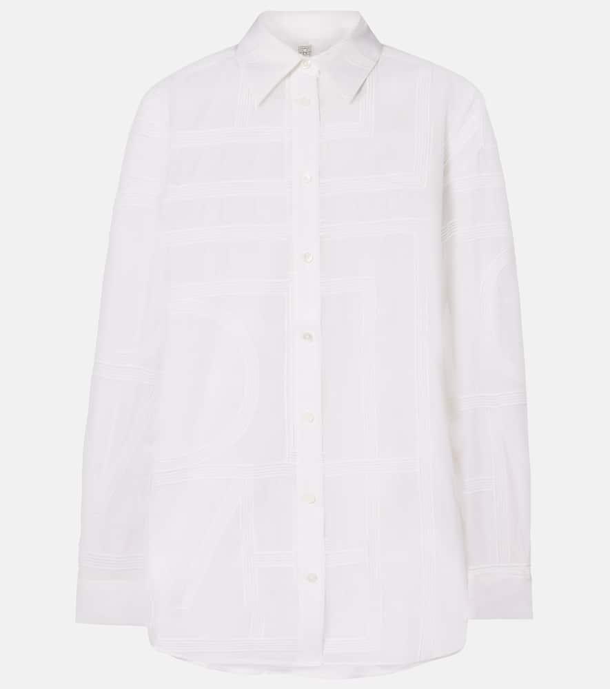 toteme embroidered cotton and silk voile shirt
