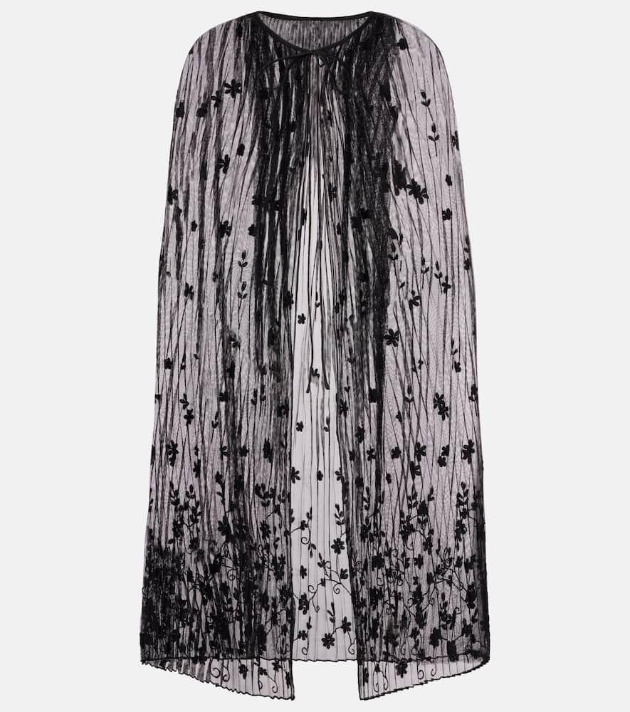 toteme embroidered floral plissé tulle cape