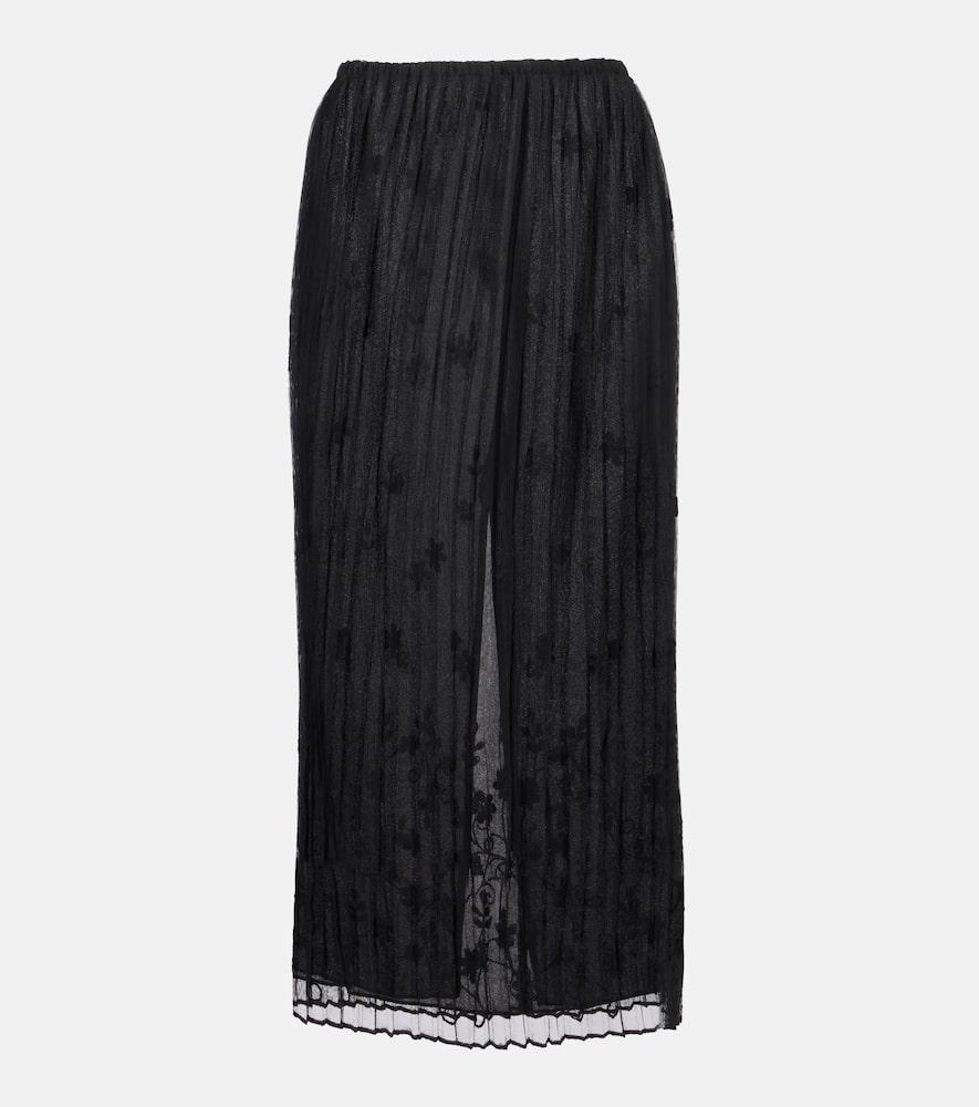 toteme embroidered plissé tulle midi skirt