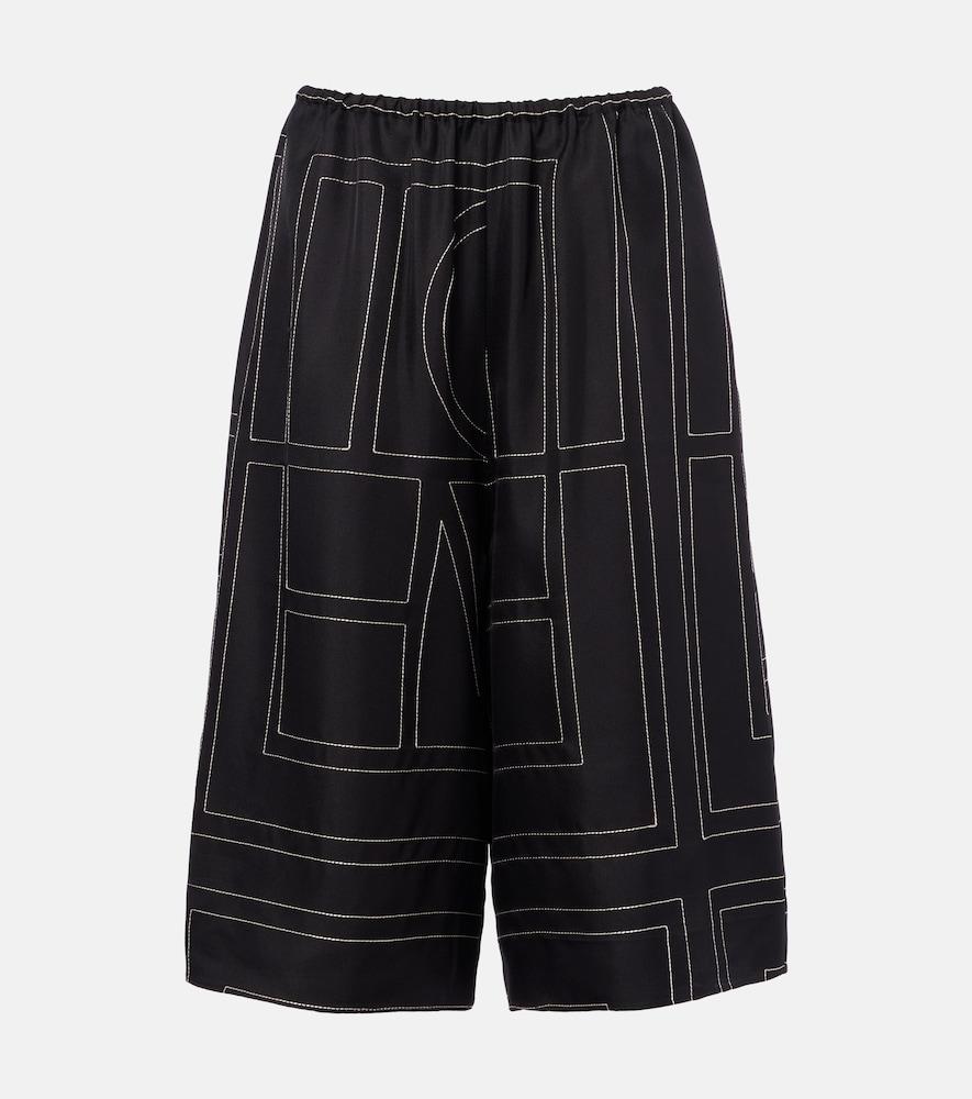 toteme embroidered silk bermuda shorts