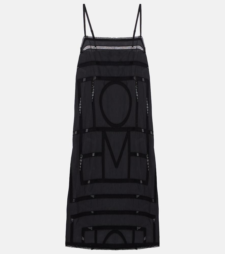 toteme embroidered silk midi dress