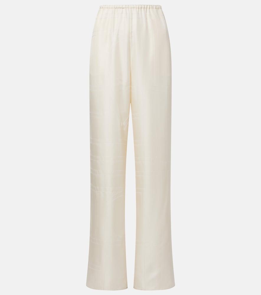 toteme embroidered silk satin pajama pants