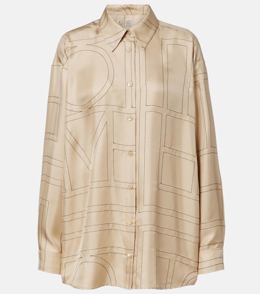 toteme embroidered silk satin shirt