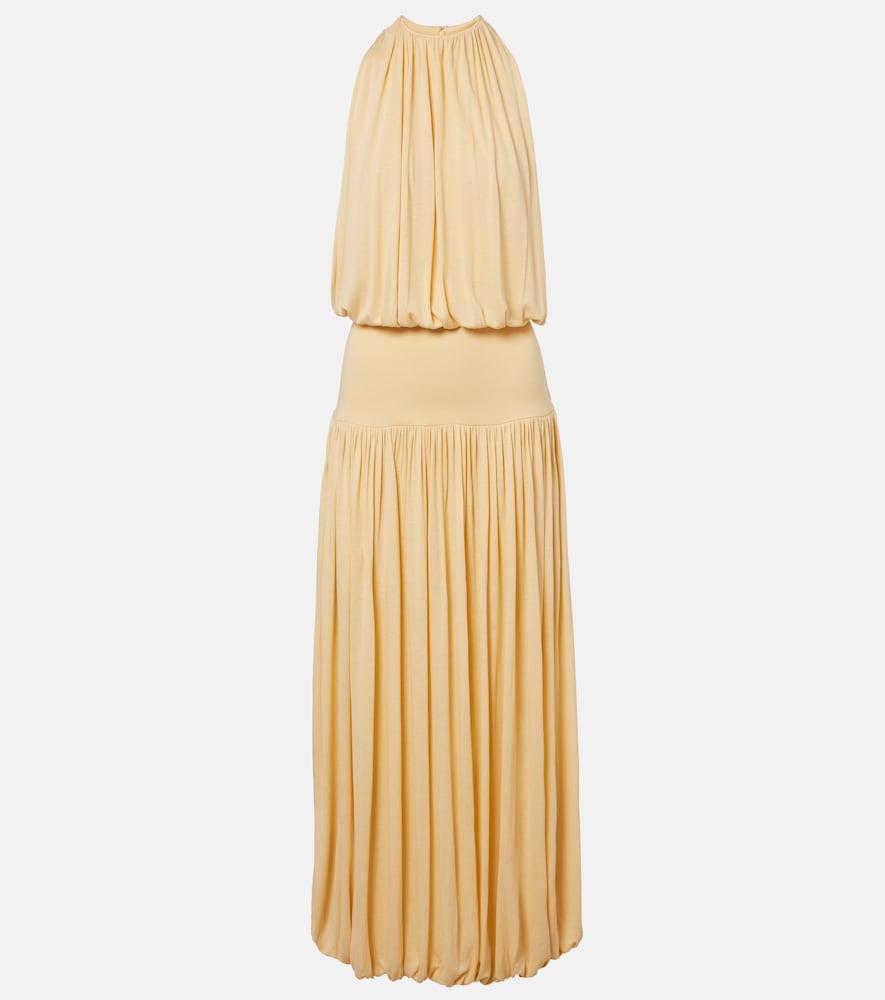 toteme gathered jersey maxi dress