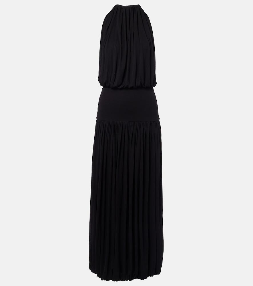 toteme gathered jersey midi dress