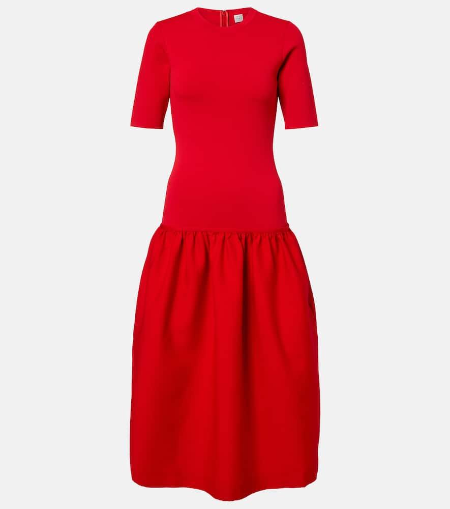toteme gathered jersey midi dress
