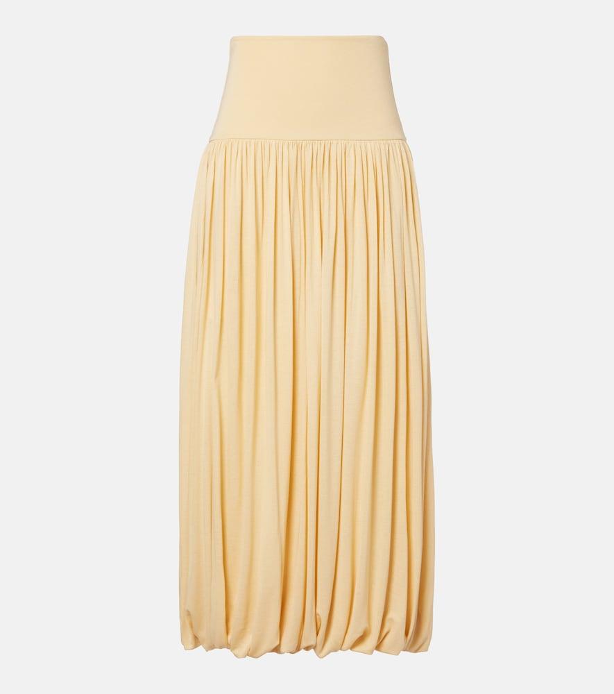 toteme gathered jersey midi skirt