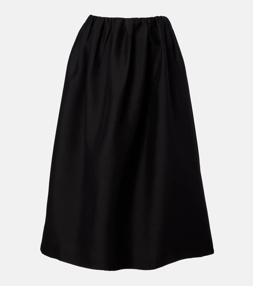 toteme gathered wool and silk midi skirt