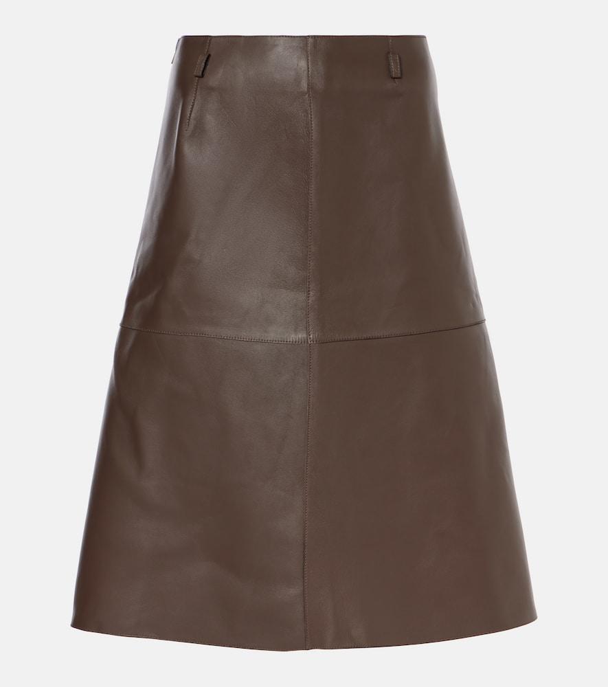 toteme leather midi skirt