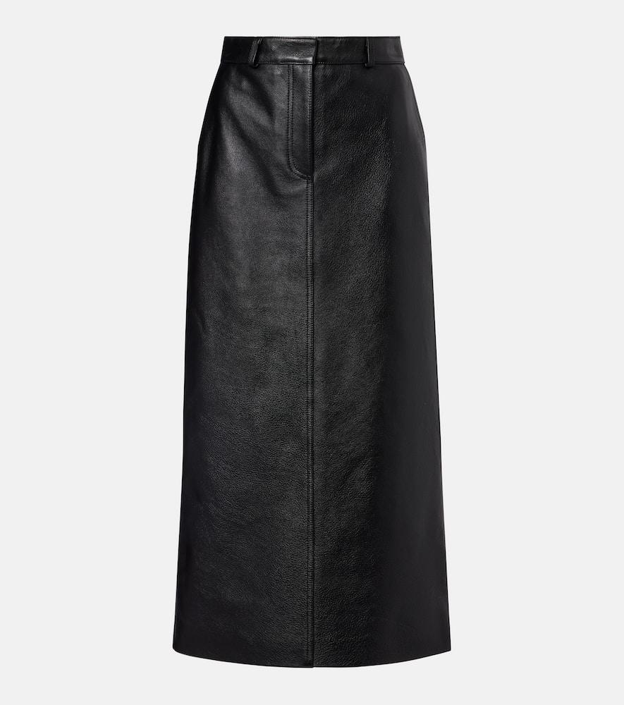 toteme leather midi skirt
