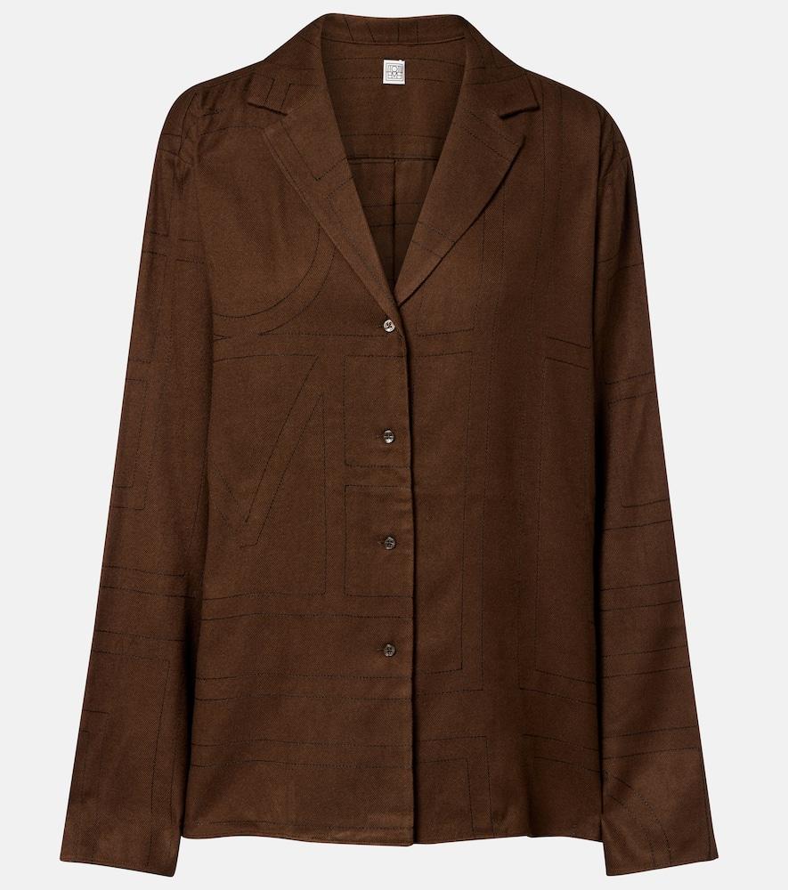 toteme logo flannel pajama shirt