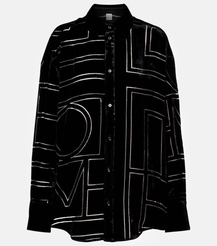 toteme logo oversized velvet devoré shirt