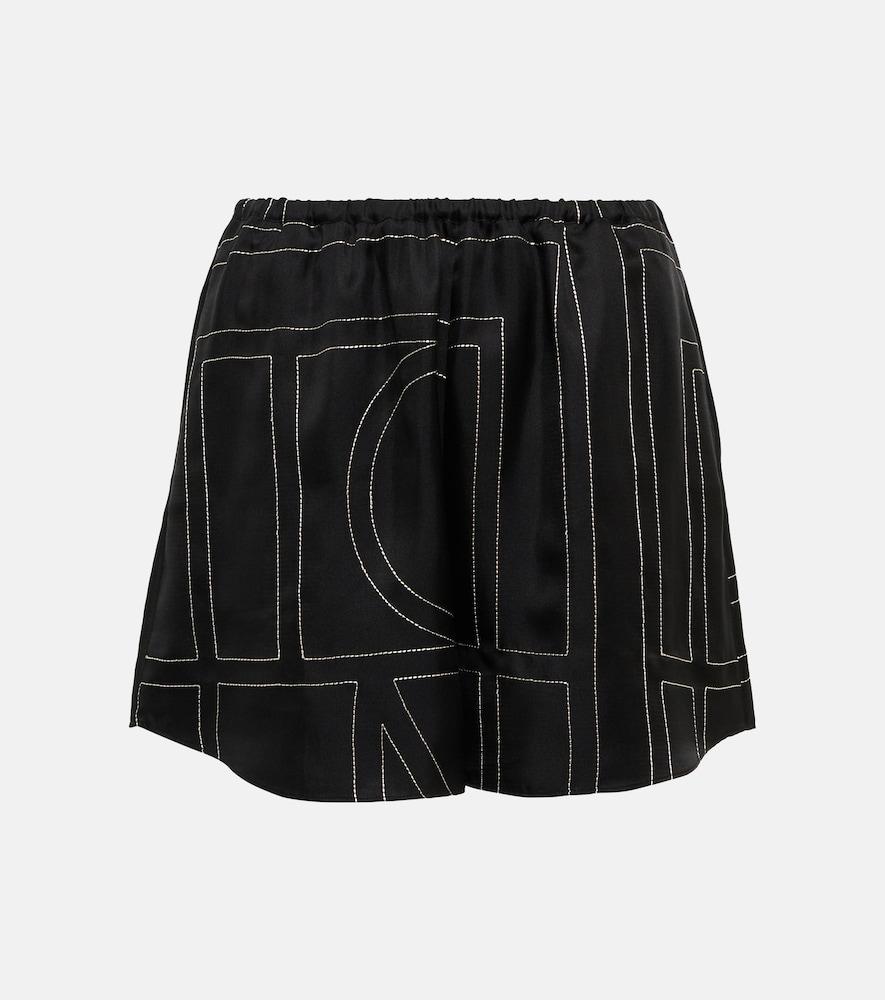 toteme logo silk shorts