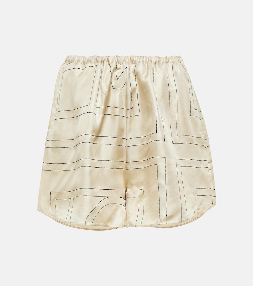 toteme logo silk shorts