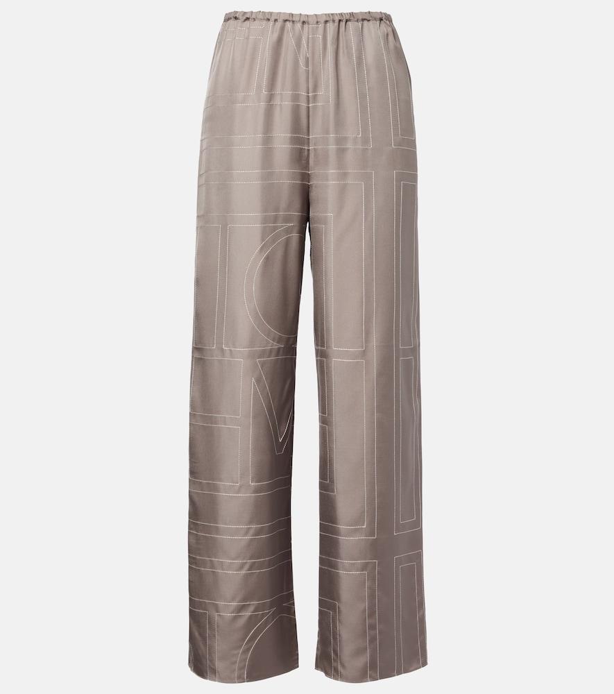 toteme logo silk twill pajama pants