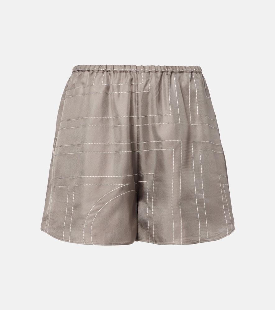 toteme logo silk twill shorts