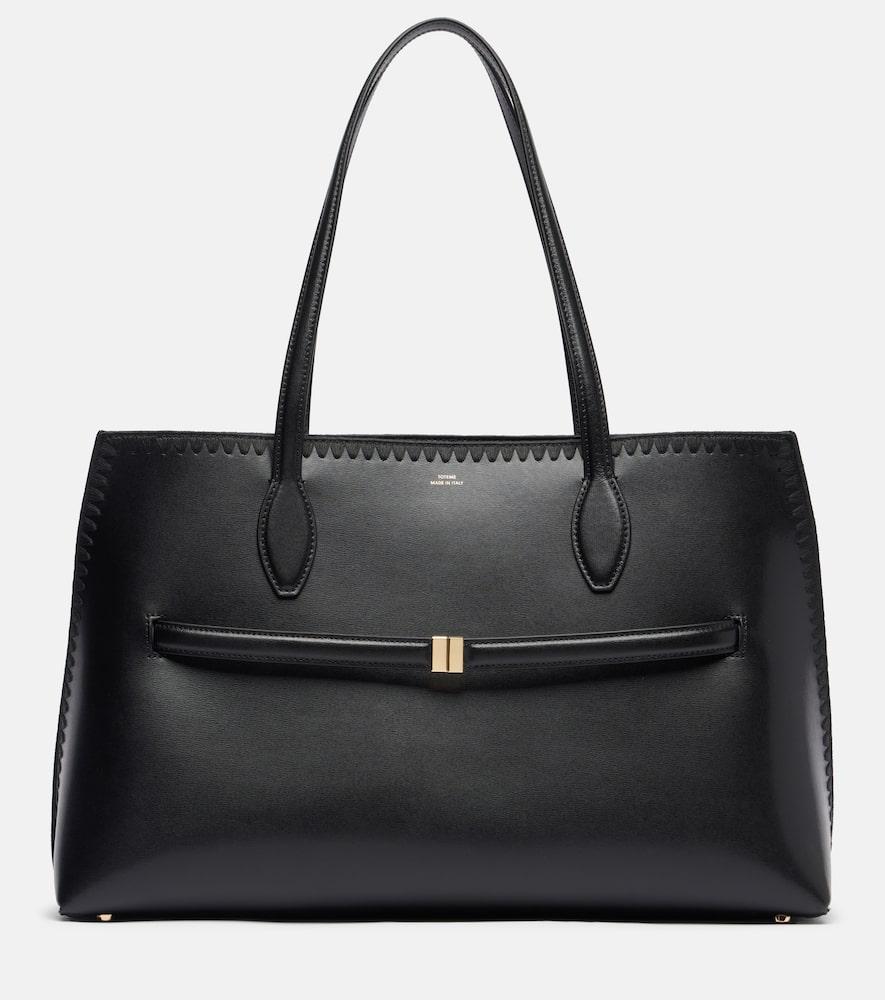 toteme lounge embroidered leather tote bag