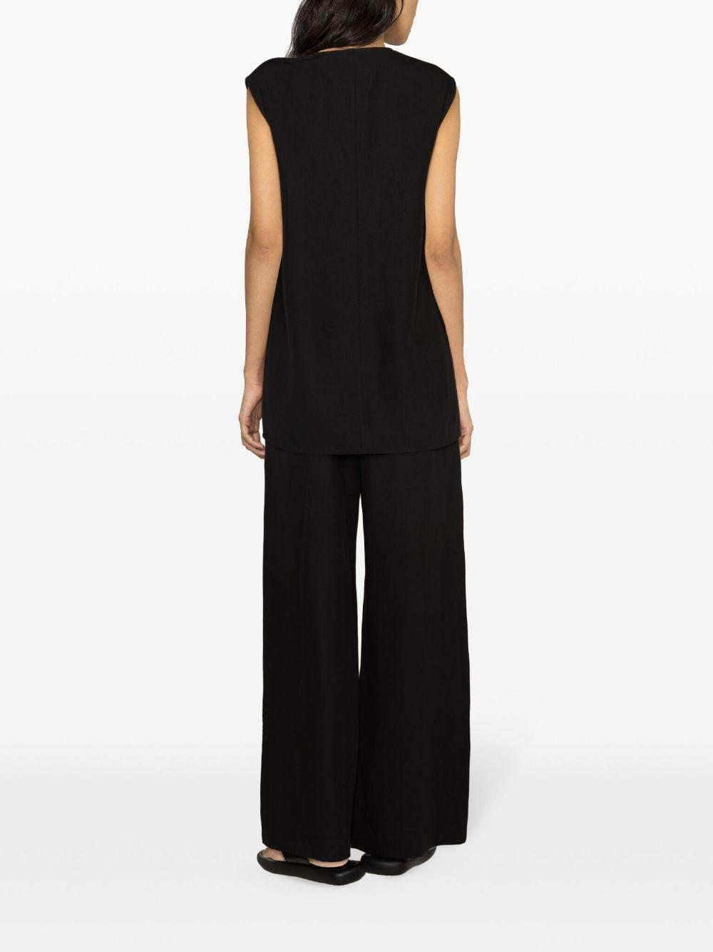 toteme main trousers black lyocell 75 % linen/flax - women