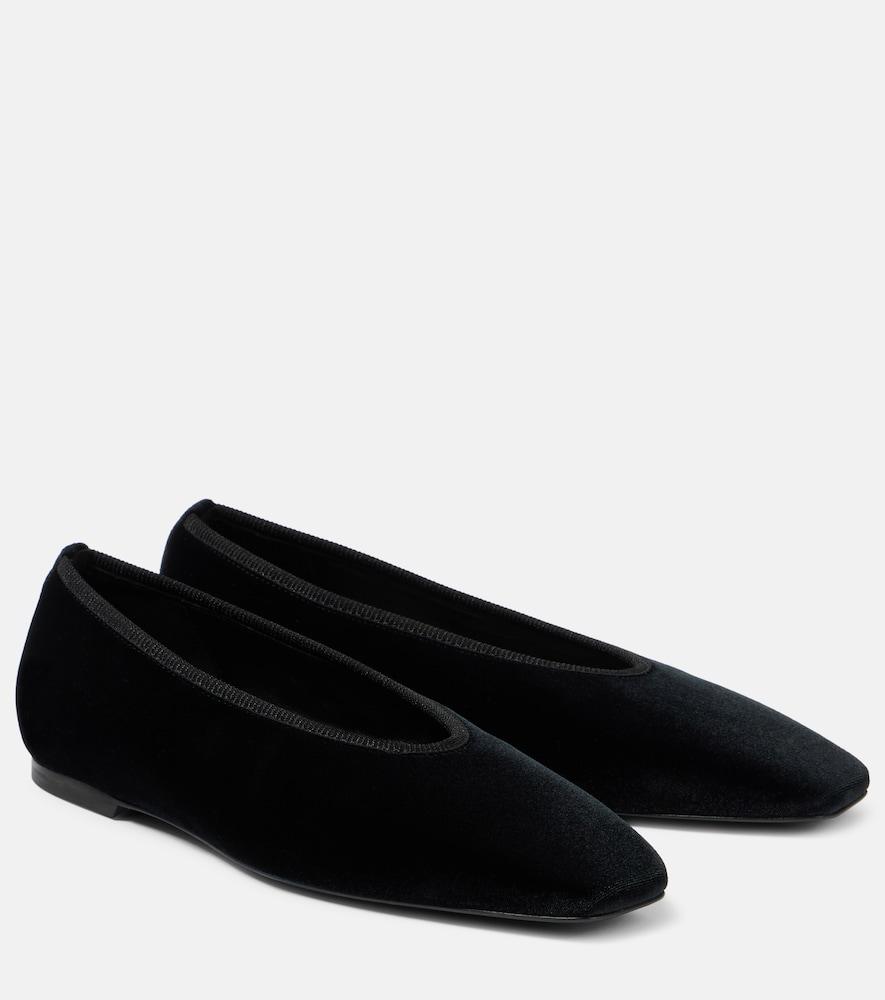toteme minimalist velvet ballet flats