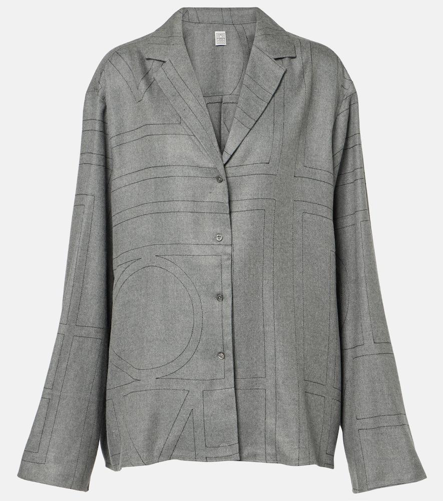 toteme monogram flannel pajama shirt