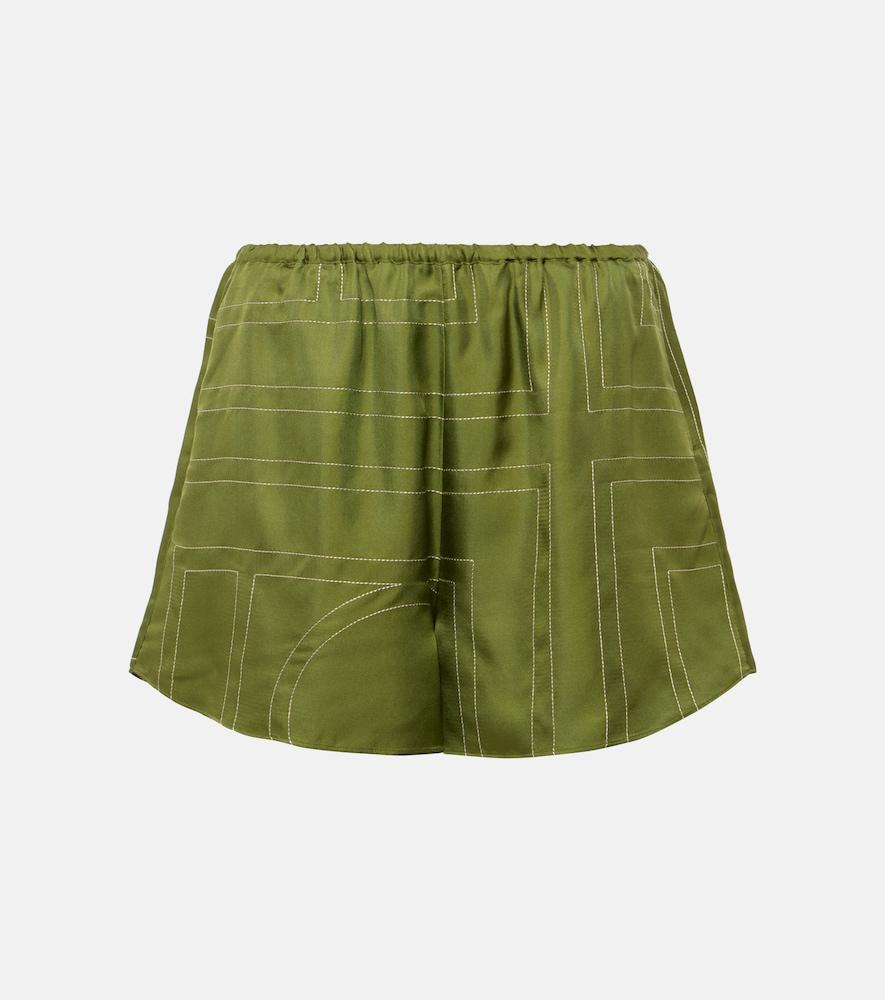 toteme monogram silk satin pajama shorts