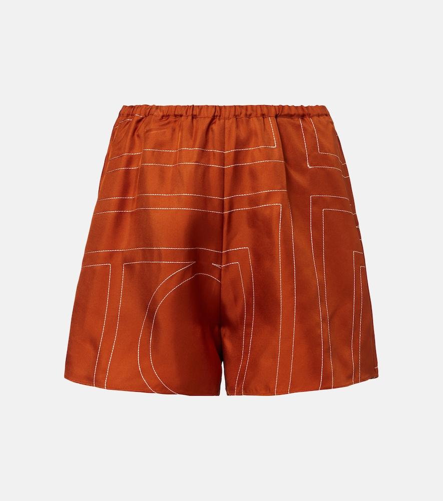toteme monogram silk twill pajama shorts