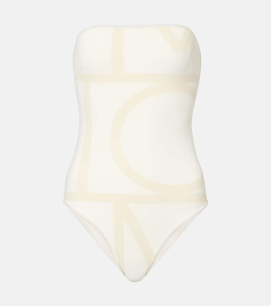toteme monogram strapless jersey swimsuit