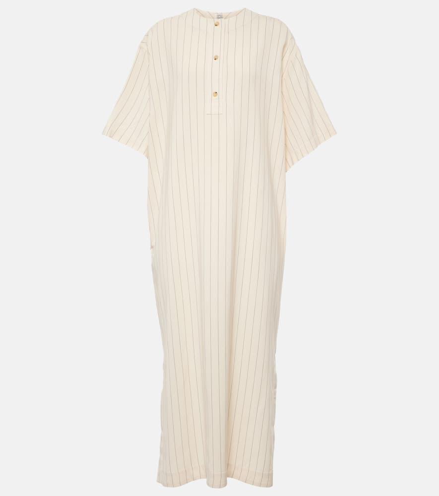 toteme pinstriped midi shirt dress
