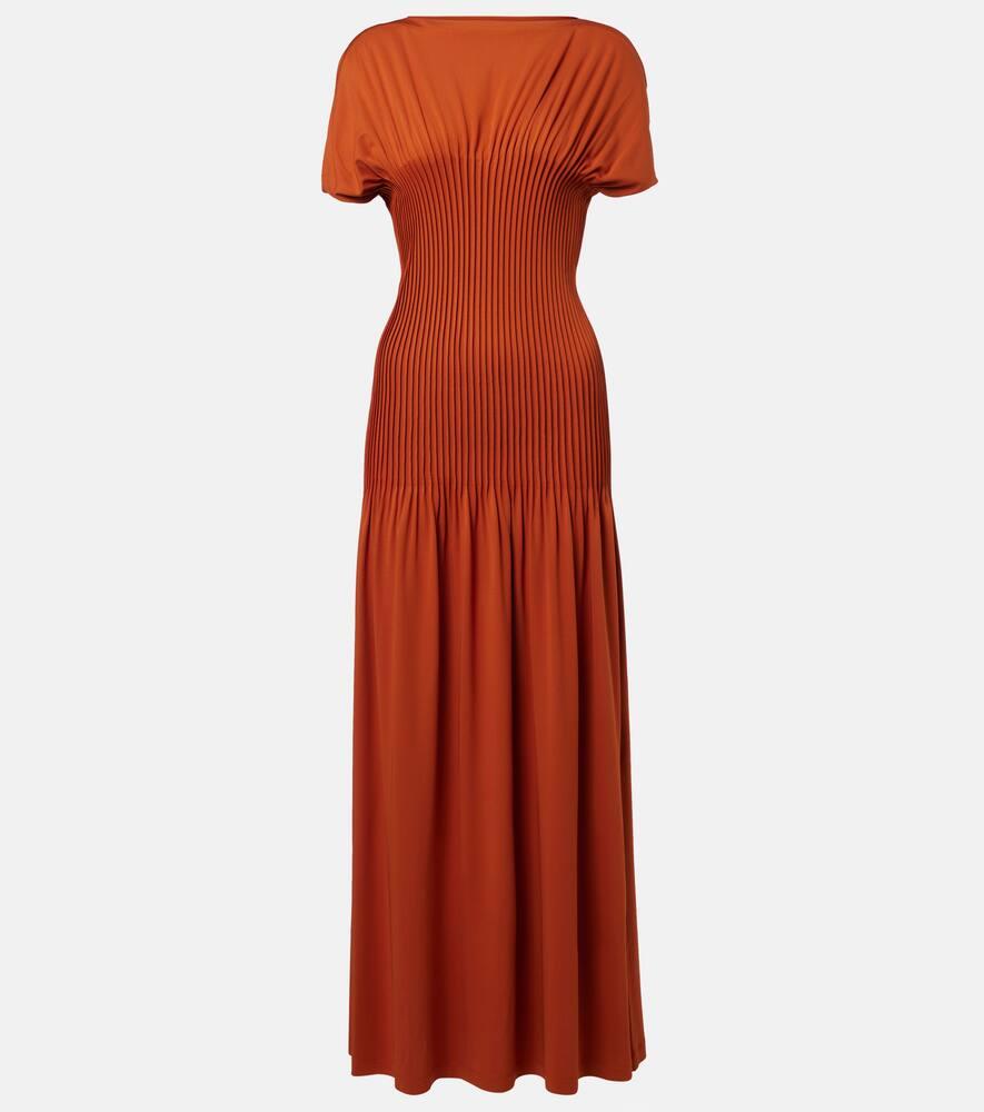 toteme pleated jersey maxi dress