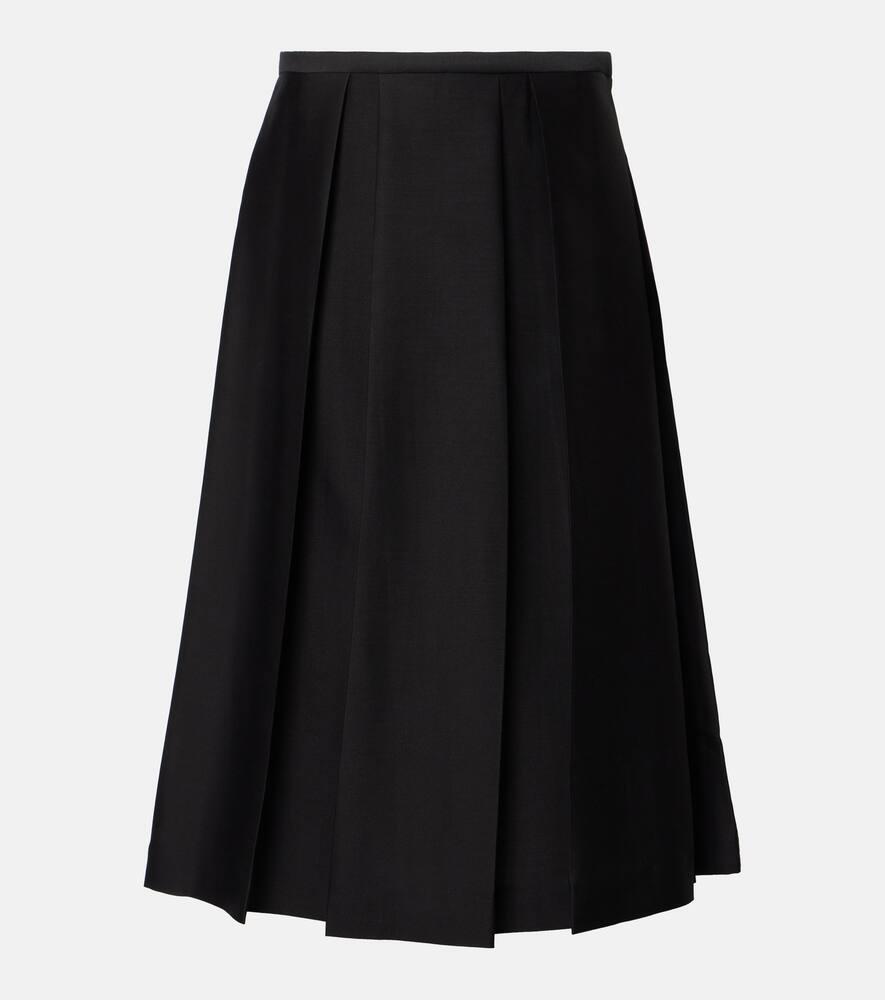 toteme pleated wool and silk midi skirt