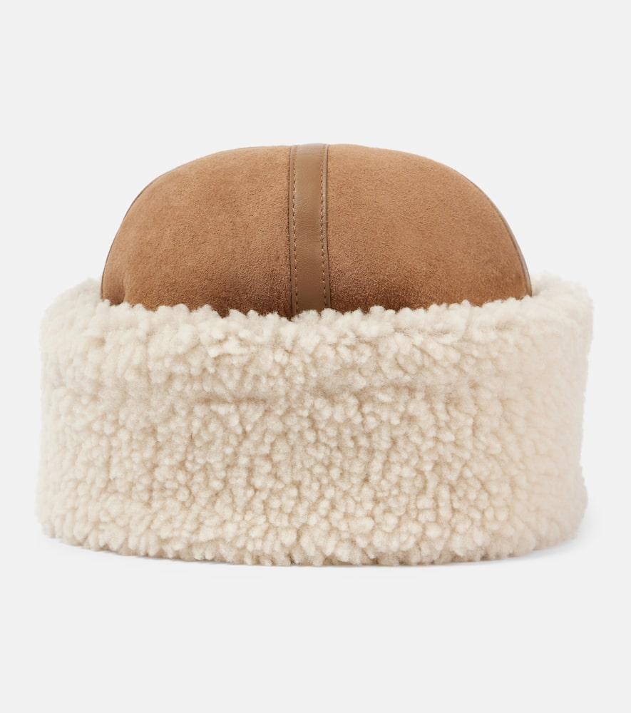 toteme shearling and leather hat